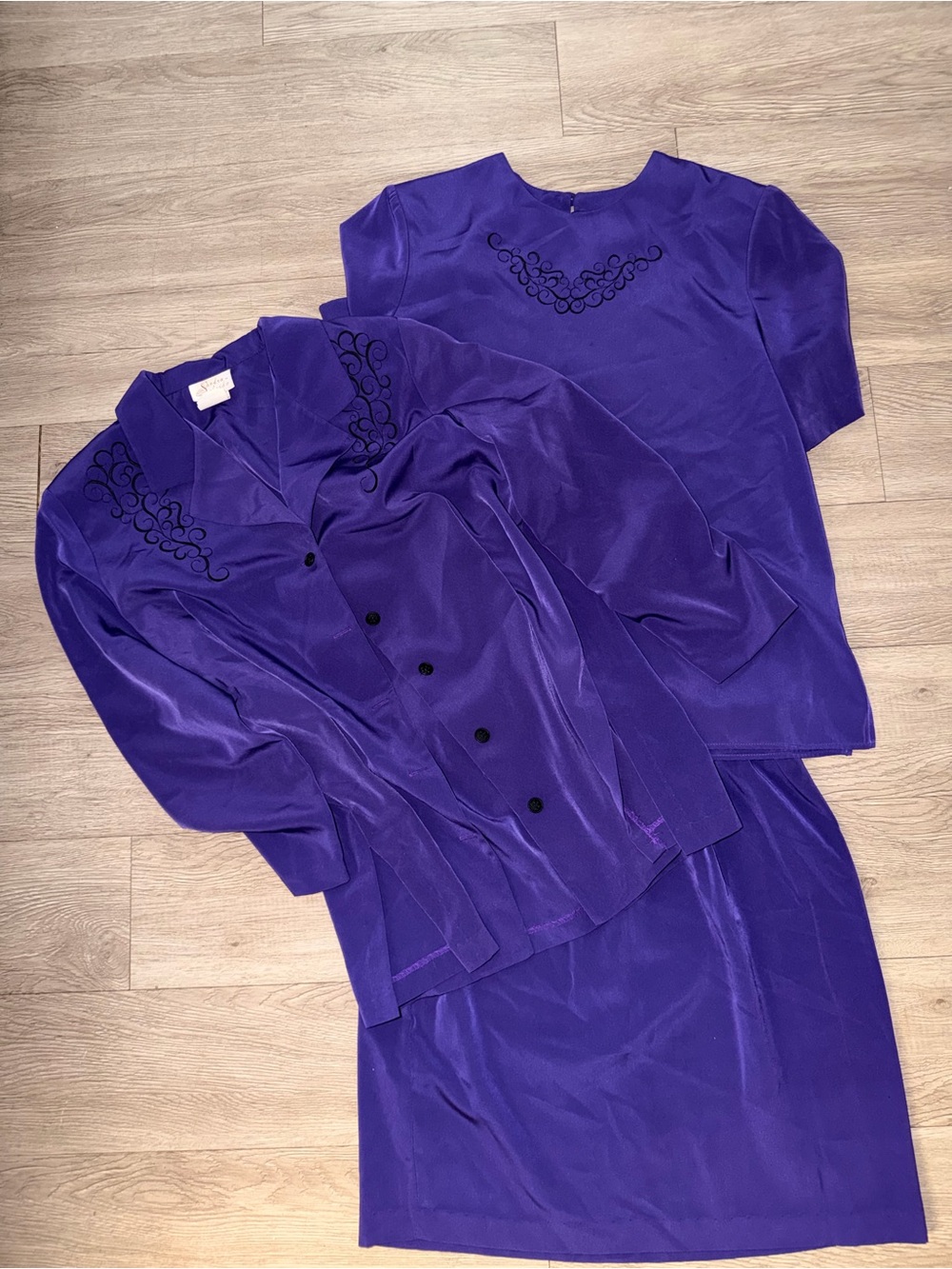 Women's Purple Two-Piece Blazer and Skirt Set
